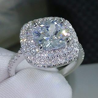 Bague élégante en argent sterling 925 avec pierre de zircone aaaaa 4 carats