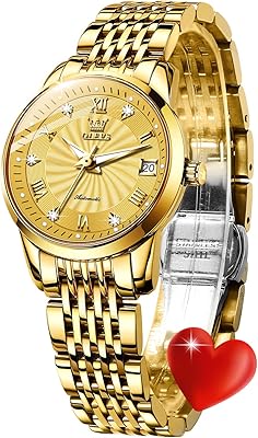 Montres olevs pour femmes montre-bracelet à remontage automatique en acier inoxydable avec date