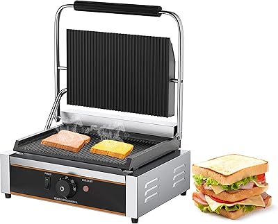 Gril à panini commercial 1800/2200 w - température réglable, machine à sandwich au