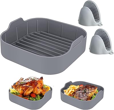 Bol en silicone pour friteuse à air 2 mini gants de four bol