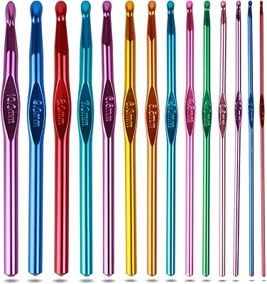 14 pièces ensemble de crochets 2-10mm poignée en aluminium aiguilles à tricoter aiguilles