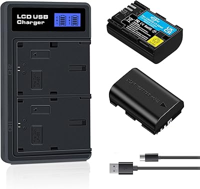 Batteries retrek 2950mah lp-e6nh avec double chargeur usb pour canon eos r r5