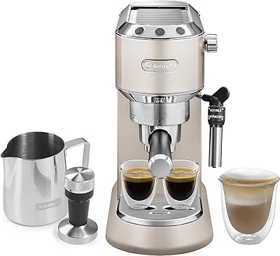 Delonghi dedica metalix cafetière manuelle à pompe barista avec mousseur à lait