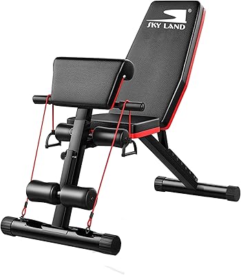 Banc de musculation réglable multifonction skyland avec corde super élastique pour exercices à