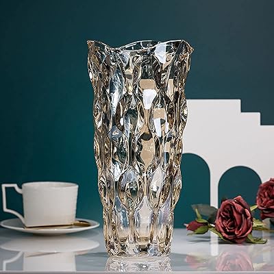 Vase à fleurs en verre cristal de luxe vase décoratif géométrique