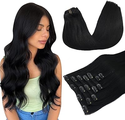 Extensions de cheveux à clips en cheveux humains, 16 pouces, 120 g, 7
