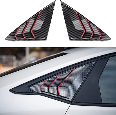 Spotrim 11e génération civic racing style housse de rideau de fenêtre latérale arrière pour honda civic sedan 2022-2023 (fibre de carbone avec bordure rouge). Révolutionnez votre façon d'acheter avec Diaytar