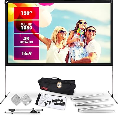 Écran de projecteur pyle avec support - 120 pouces 16:9 hd 4k écran