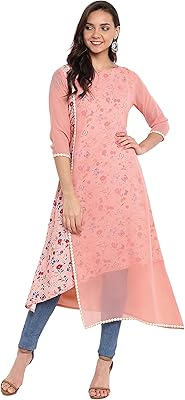 Chemisier long en crêpe pour femme à motif indien