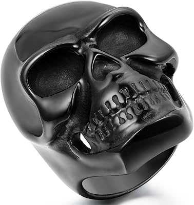 Bague cool en acier inoxydable avec grand crâne gothique pour hommes black rain. Diaytar : Où vos envies rencontrent votre budget