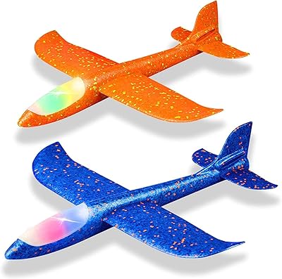 2 pièces ensemble lumière led avion mode de vol mousse lancer jouet planeur jouet enfants sports de plein air fête d'anniversaire cadeau activités d'été 3 4 5 6 7 ans. Diaytar : Le premier choix des acheteurs avisés