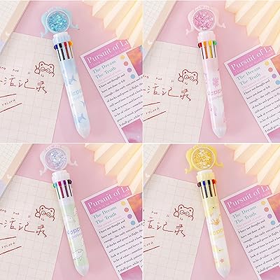 Stylos à pointe poreuse stylo bille multicolore 10 en 1 4 stylos rétractables