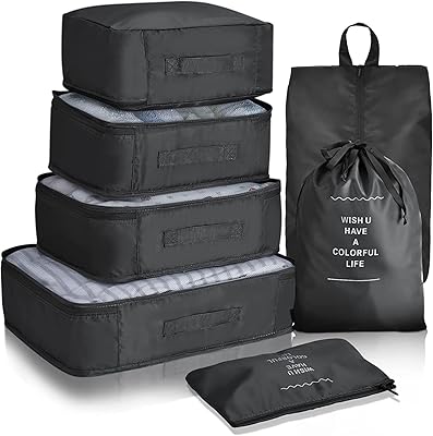 Ensemble de 7 organisateurs de bagages peu encombrants, organisateurs de valises cubiques faciles