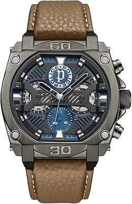 Montre pour homme norwood avec cadran noir et gris et bracelet en cuir