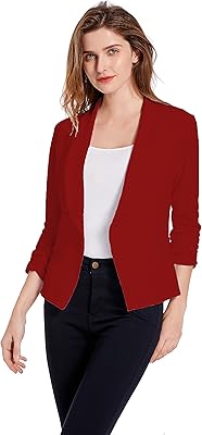 Blazer décontracté d'affaires à volants, doux, extensible et léger, à un bouton, manches