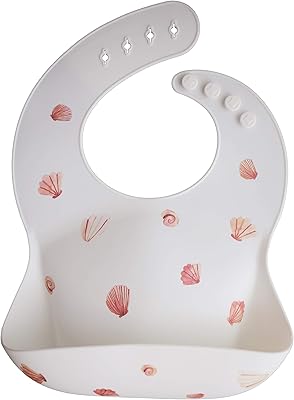 Bavoir pour bébé en silicone moshi | bavoirs réglables imperméables (coquillage ivoire)