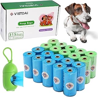 Sac à crottes de chien vietdai avec distributeur 21 rouleaux total de 315 sacs à crottes biodégradables parfumés, très épais, grands sacs à déjections d'animaux en plastique anti-fuite pour chien chat chiot 23 × 33 cm. Diaytar : Votre shopping, nos meilleurs prix