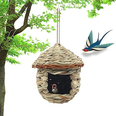 Nid d'oiseau en paille tissé à la main nid de poche pour perchoir