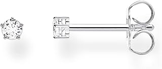 Boucles d'oreilles simples pour femme, petite pierre blanche, argent sterling 925 par thomas