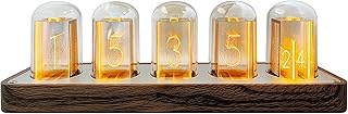 Lonyaby horloge à tube électronique à led lumineuse, réveil en bois rétro moderne