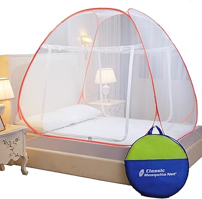 Lit double king size avec moustiquaire classique | macardani pliant | fil d'acier enduit résistant à la corrosion - orange. Achetez malin avec Diaytar Sénégal, votre partenaire shopping 100% digital