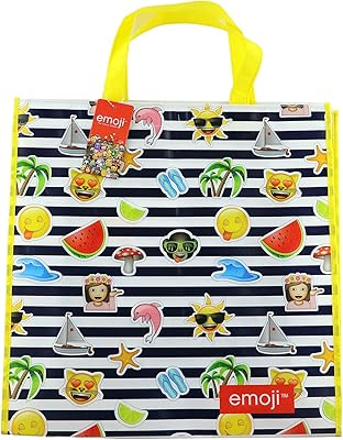 Sac de courses écologique, pliable et réutilisable d'emoji pour l'épicerie, multicolore, imprimé