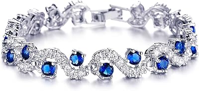 Bracelet élégant plaqué argent avec cristal bleu royal cz, cadeau pour filles