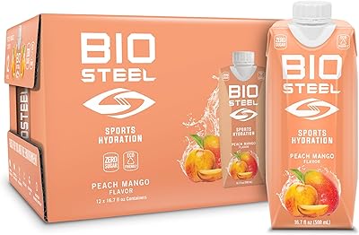 Boisson pour sportifs biosteel, sans sucre avec électrolytes essentiels, pêche mangue, 500 ml