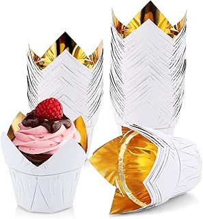 Moules de cuisson tulipes 50 pièces d'emballages de cupcakes jetables en papier