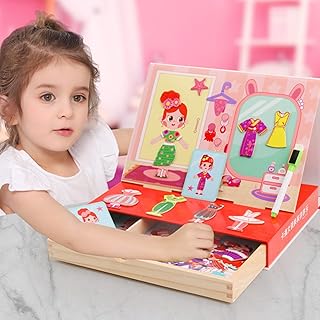 Jouets d'habillage magnétiques mère anna pour petites filles boîte à vêtements de voyage