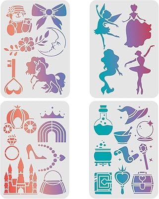 Fingerinspire 4 pièces modèle de pochoir fantaisie 1,6 x 8,3 pouces pochoir