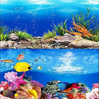 Alikdon fond d'aquarium 3d double face pour décoration de fond d'aquarium, affiche
