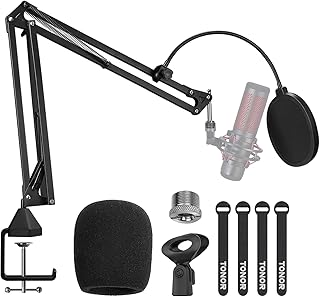 Support de bras de microphone tonor réglable avec filtre anti-pop, adaptateur 3/8" à
