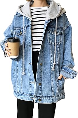 Veste en jean surdimensionnée gihuo pour femme bleu