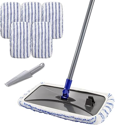 Vadrouille plate en microfibre pour grande surface avec 5 tampons de vadrouille