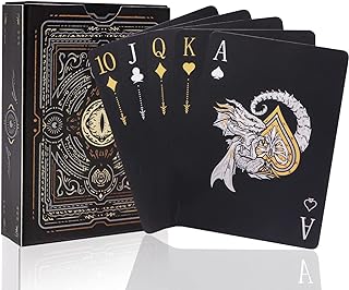 Cartes à jouer en plastique imperméables wjpc cartes de poker cool black dragon