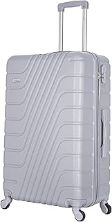 Bagage rigide en plastique abs avec 4 roulettes silencieuses kh1095, blanc argenté, sac