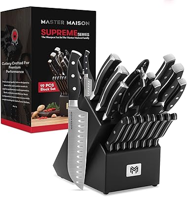 Ensemble de couteaux de cuisine de luxe master mason 19 pièces avec bloc