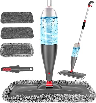 Vadrouille de nettoyage de sol avec 3 tampons lavables - vadrouille en microfibre