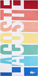 Grande serviette de plage 100 % coton avec logo arc-en-ciel lacoste super absorbante