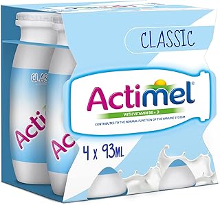 Boisson au yaourt nature faible en gras actimel classic, 4 canettes, 93 ml