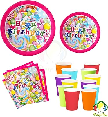 Party time - ensemble de 48 ballons roses et bonbons joyeux anniversaire, vaisselle et fournitures d'anniversaire pour fête d'anniversaire. Diaytar Sénégal : Parce que chaque FCFA compte