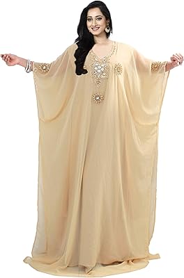 Robe longue caftan farasha brodée à la main dorée koc pour femme, taille