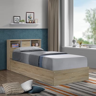 Home box oasis cambridge lit simple avec porte coulissante et tête de lit