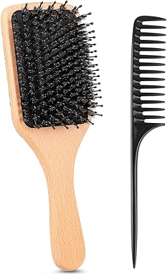Brosse à cheveux en poils de sanglier eni pour épais bouclés