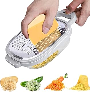Râpe à fromage avec bol, coupe-légumes de cuisine en acier inoxydable avec couvercle