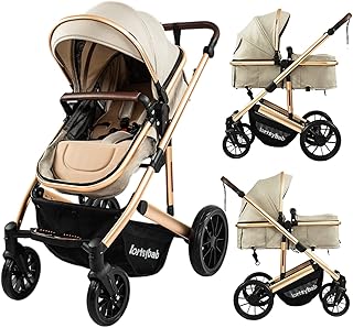 Poussette de couffin pour nouveau-né convertible 2 en 1 haute avec siège