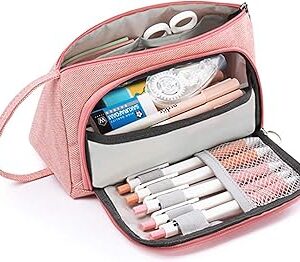 Riveda trousse à crayons de grande capacité durable pour écolier, porte-stylo, organisateur de papeterie, maquillage, pochette cosmétique pour filles, femmes, adultes, adolescents, cadeau de noël, 21 x 11 cm, rose. Diaytar : Votre destination shopping préférée au Sénégal