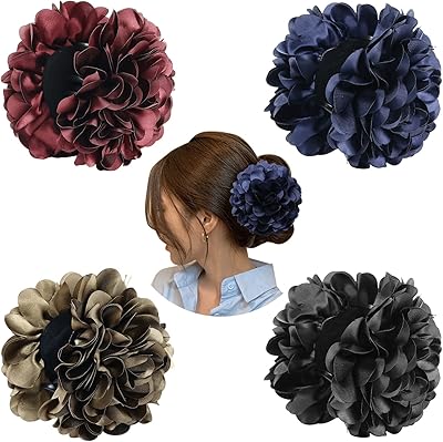 Sinasi 4 pièces pinces à cheveux en plastique noir avec de grandes pinces