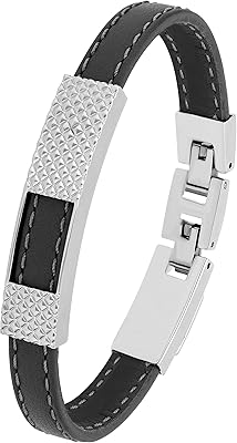 Bracelet cerruti 1881 en argent et cuir noir, taille unique, cuir